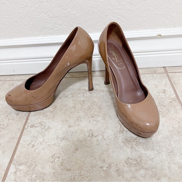 YSL YVES SAINT LAURENT High Heels in Brown Patent Leather Size 36 - Picture 3 of 9
